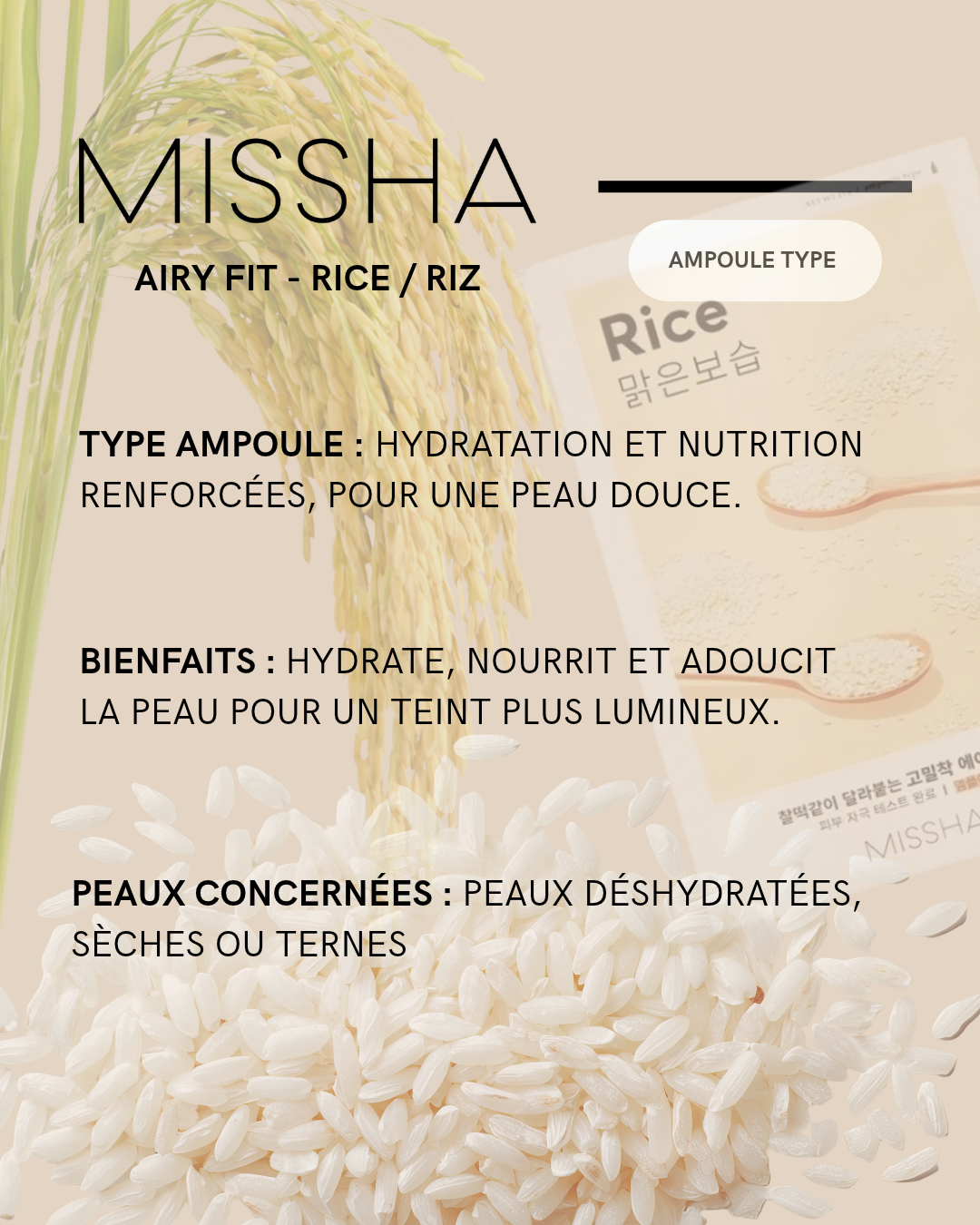 Masque tissu riz MISSHA Airy Fit | YOYOSO France – Image 4